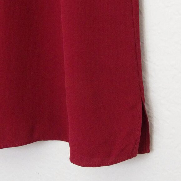 Eileen Fisher 100% Silk Ruched Sleeve Shift Dress In Dark Tulip S Burgundy $378 - Picture 12 of 15